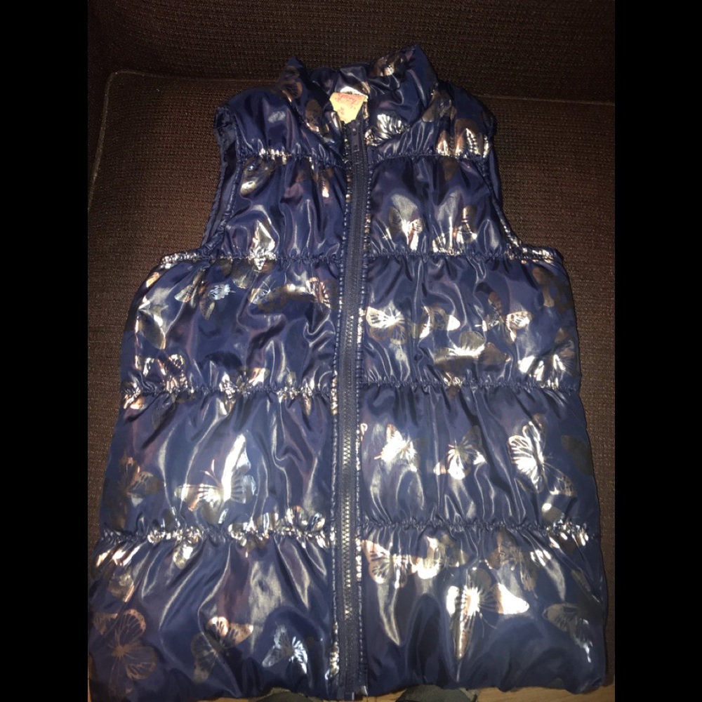 Navy Vest with Silver butterflies